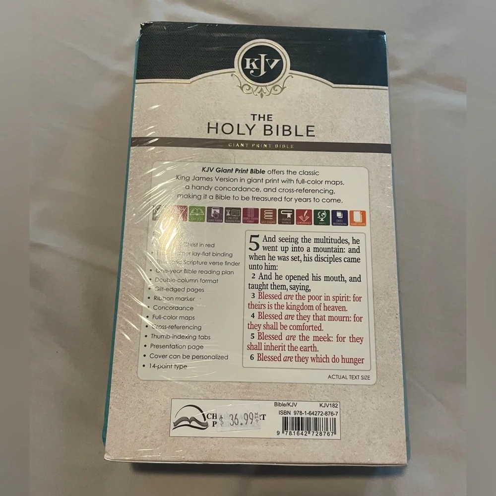 The Holy Bible King James Version Beautiful Teal Cover NWT - Picture 3 of 5